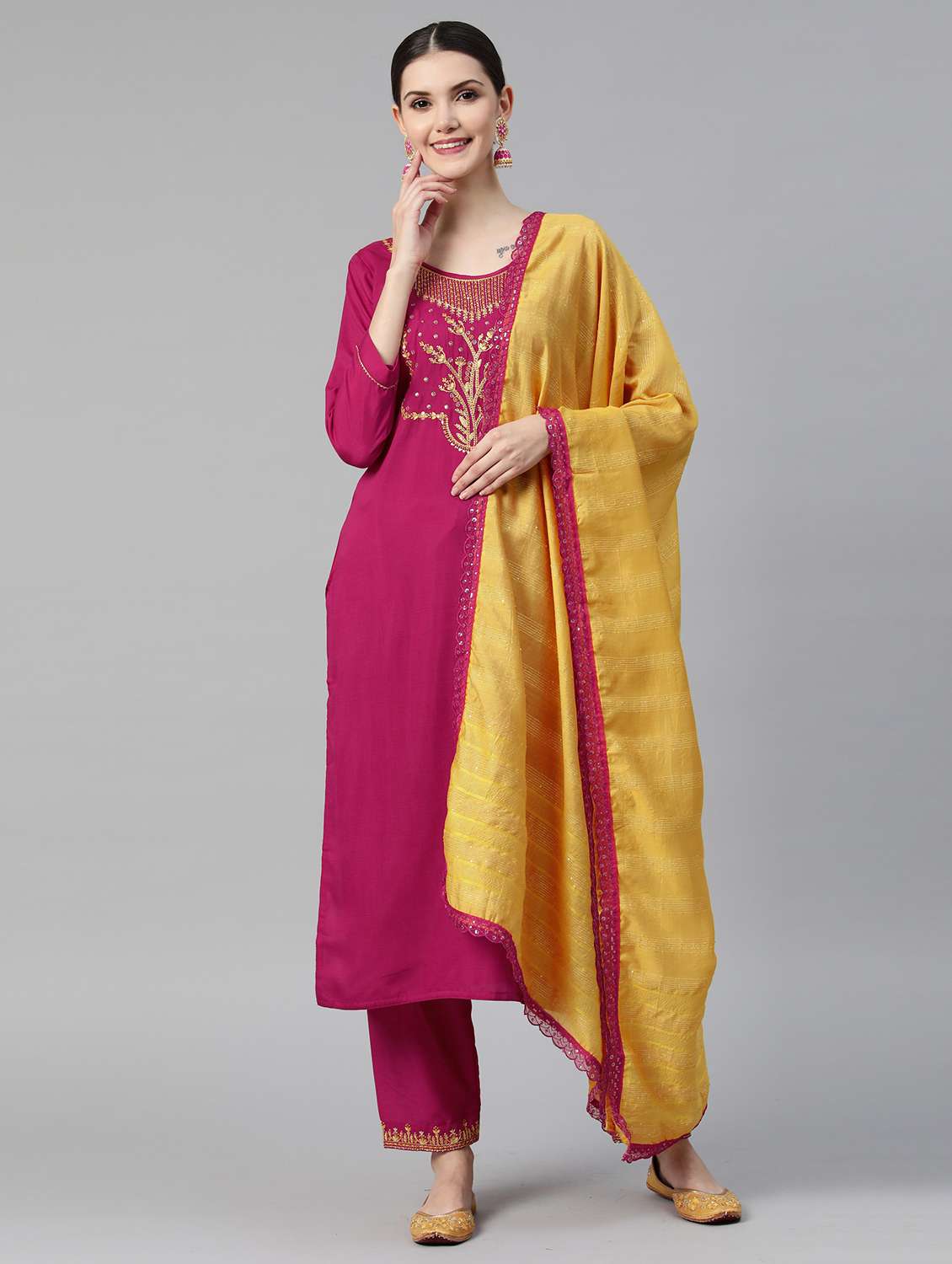 women kurta pant set with dupatta