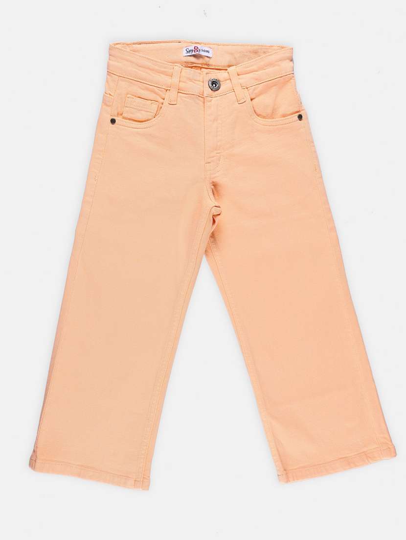 girls peach denim plain jean - 21231159 - Zoom Image - 0