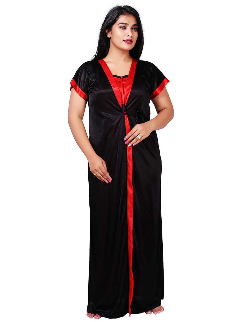 black satin nighty sleepshirts & - 21231367 -  Standard Image - 3