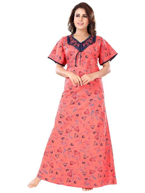 women printed satin nighty - 21231456 - Standard Image - 0
