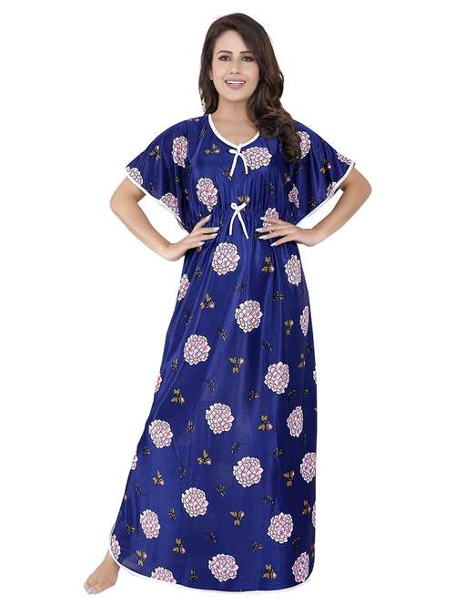 women printed satin nighty - 21231459 - Standard Image - 0