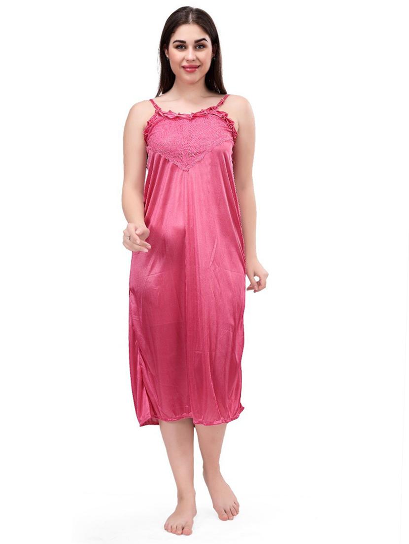 women solid satin nighty combo - 21231671 - Standard Image - 3