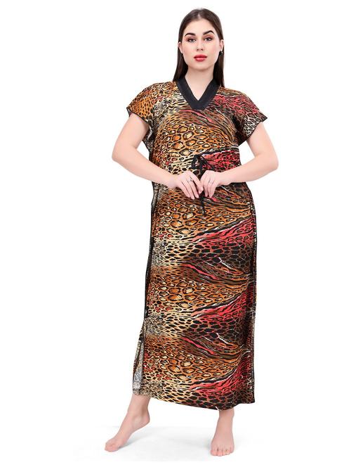 women printed cotton maxi nighty - 21231683 - Standard Image - 0