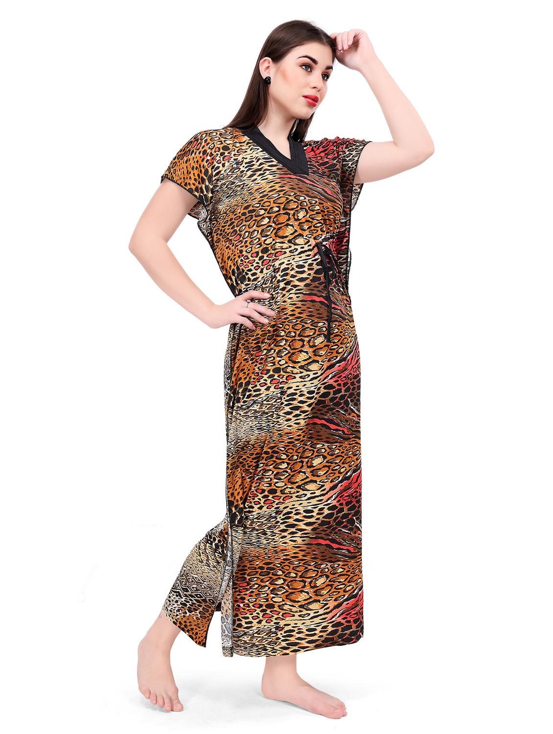 women printed cotton maxi nighty - 21231683 - Standard Image - 3