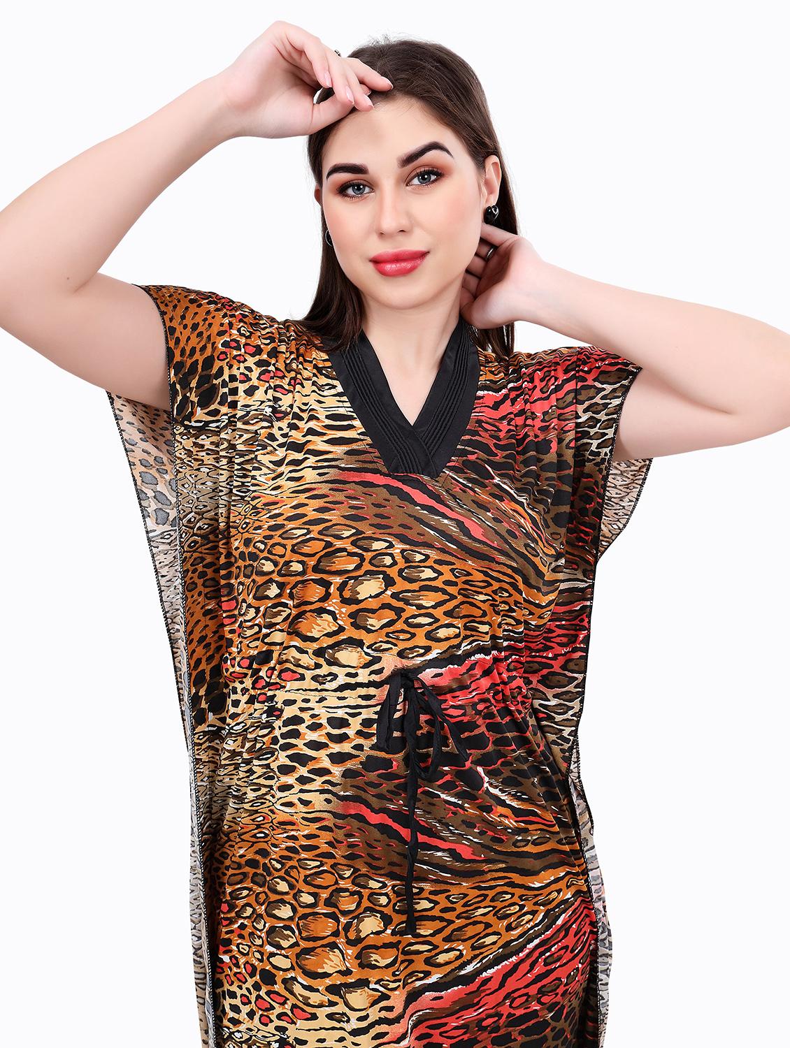 women printed cotton maxi nighty - 21231683 - Standard Image - 5