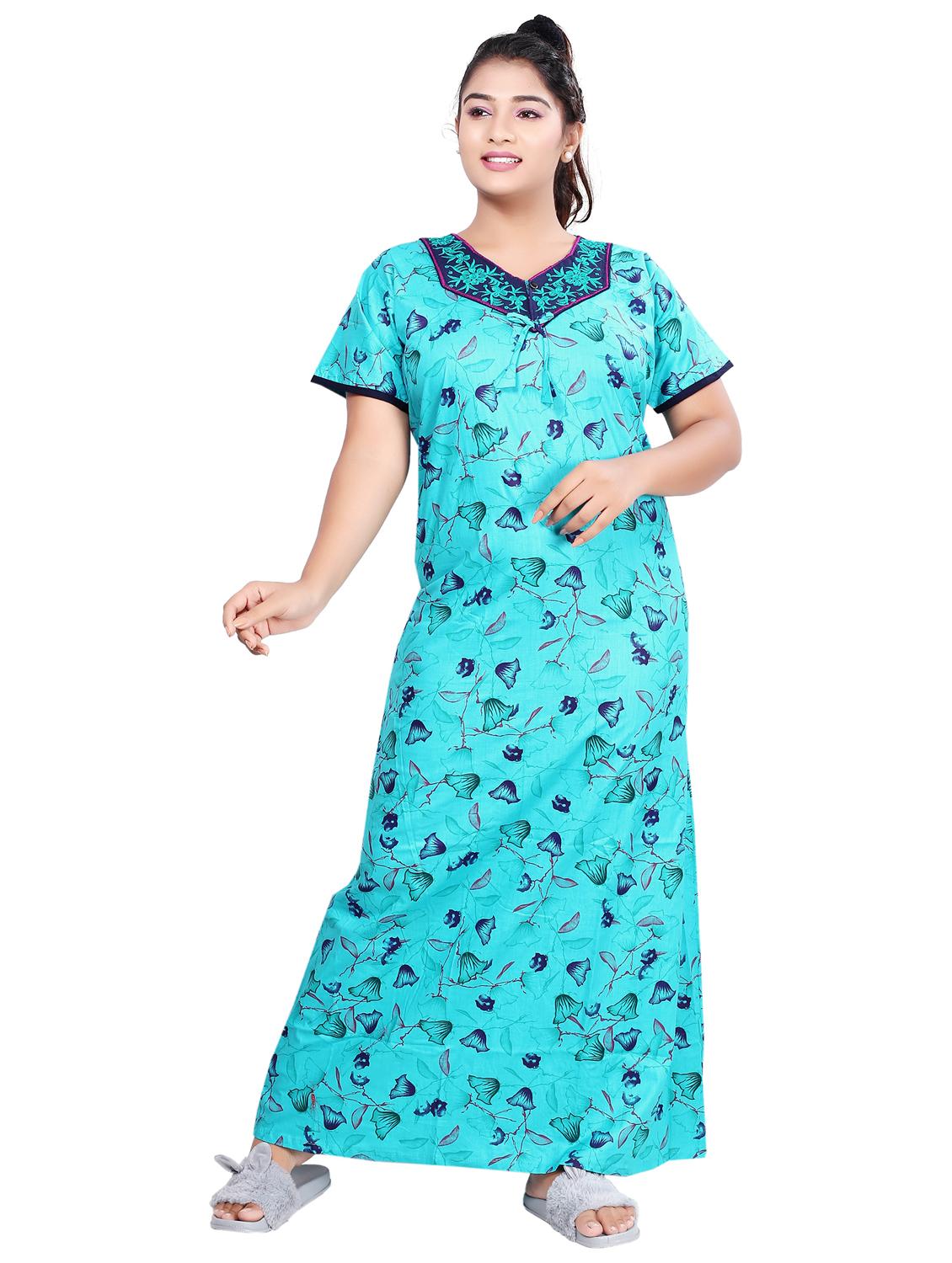 light blue printed satin nighty - 21231766 - Zoom Image - 0