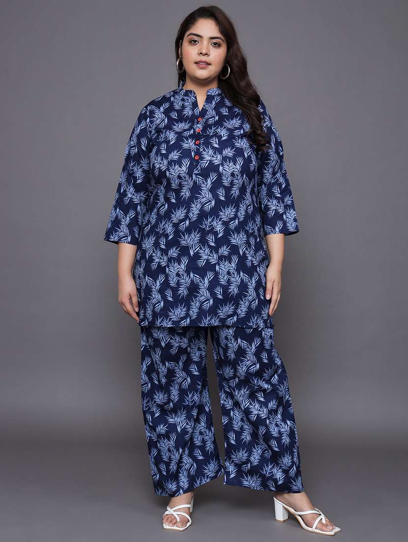 women blue printed  co-ord set