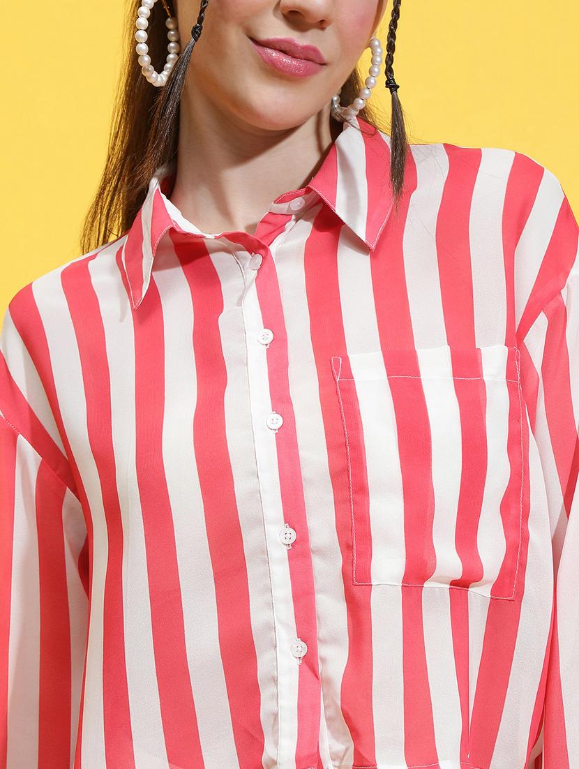 pink polyester crop shirt - 21231899 - Standard Image - 5