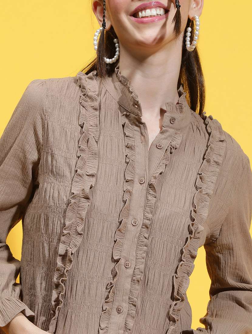 brown cotton regular shirt - 21231903 - Standard Image - 5
