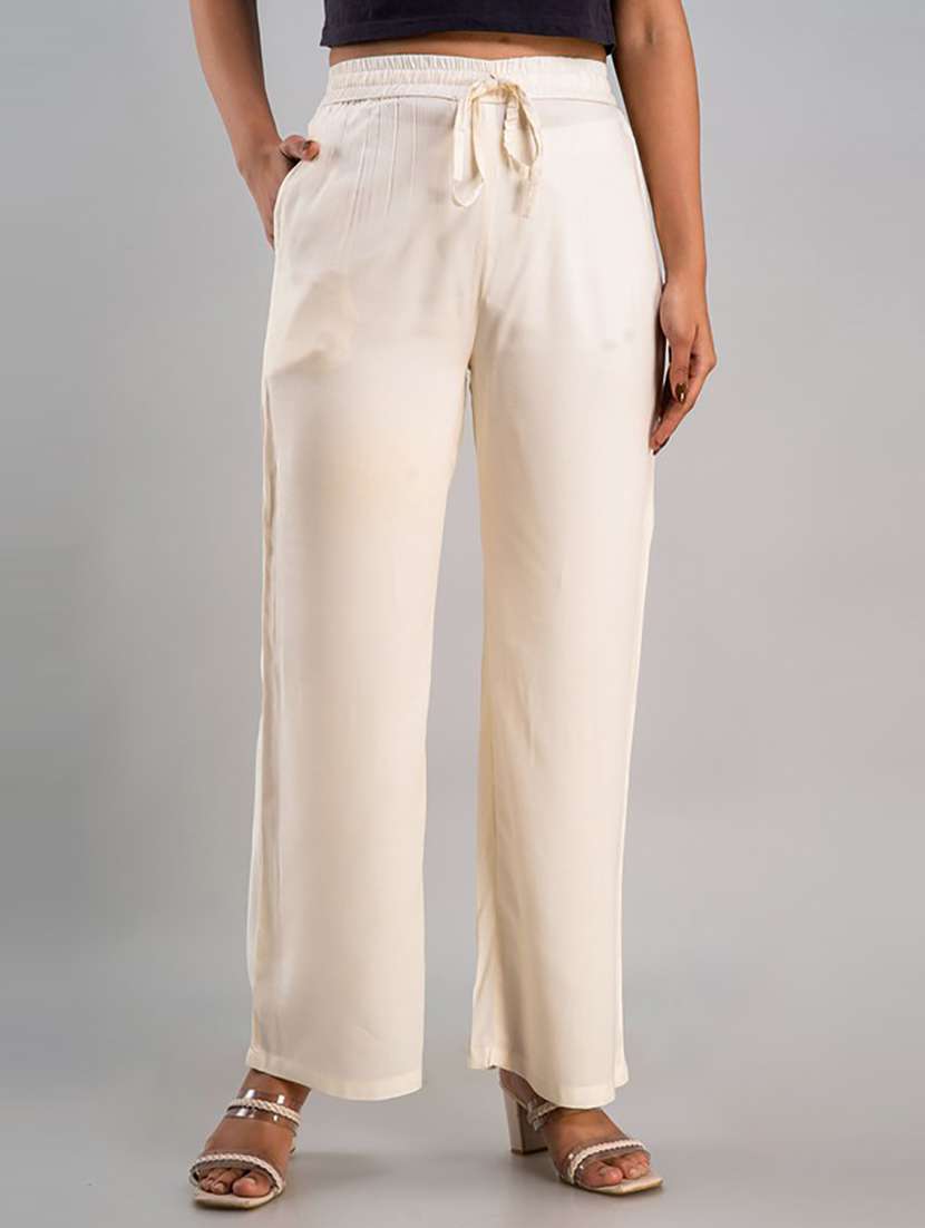 women straight fit solid palazzo