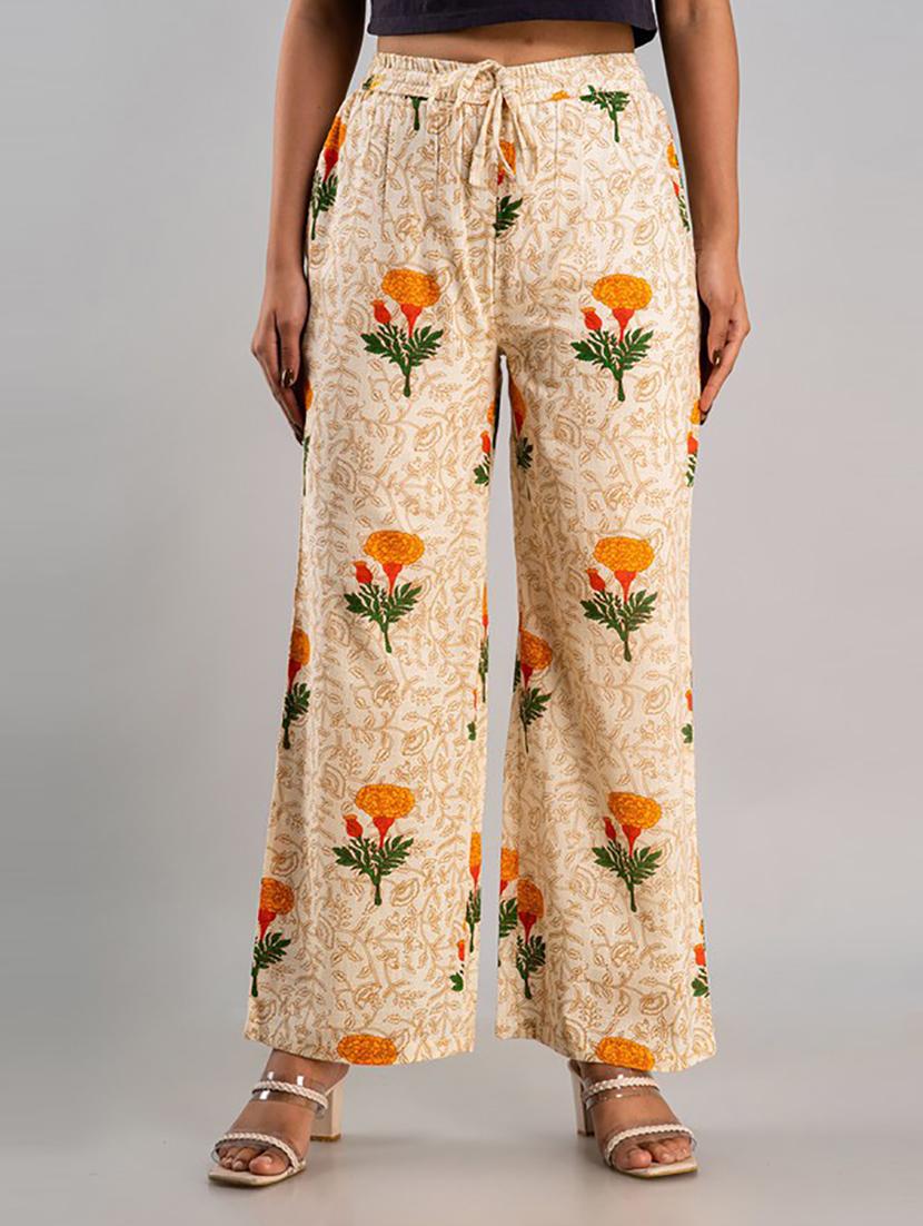 women straight fit printed palazzo