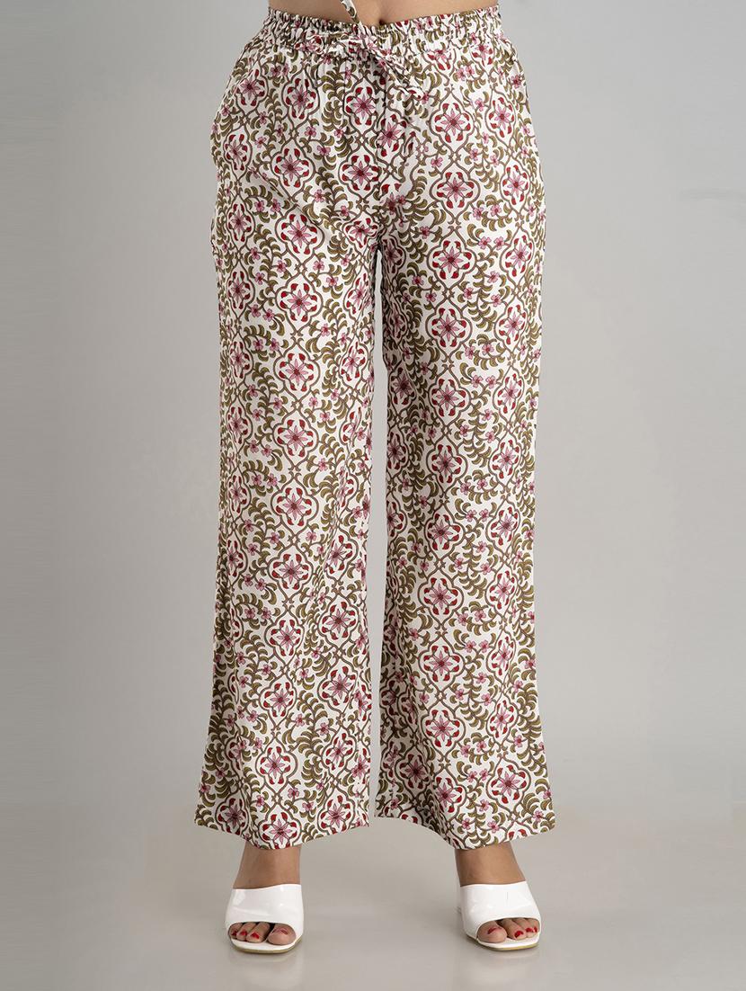 women straight fit printed palazzo