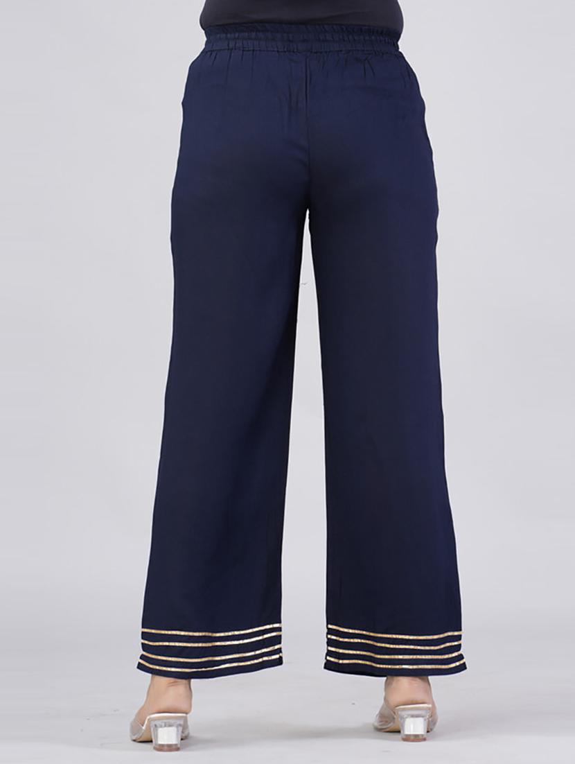 women straight fit stripes palazzo - 21231987 - Standard Image - 3