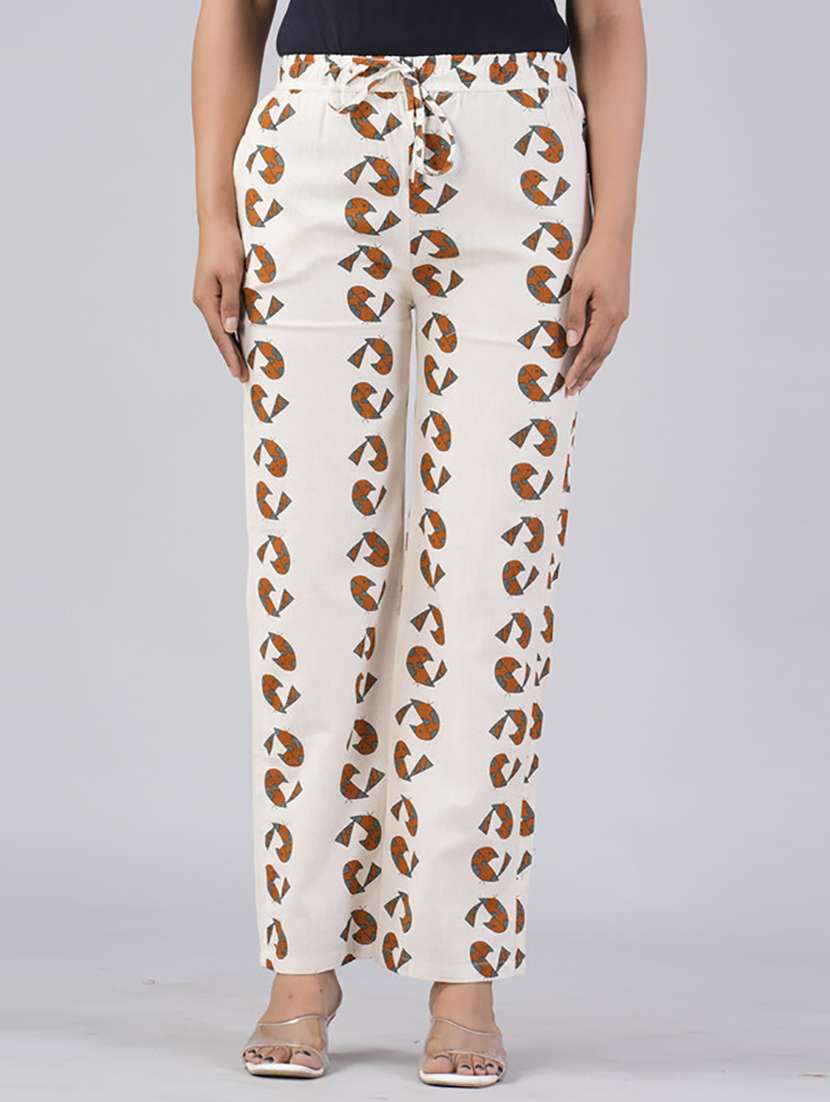 women straight fit printed palazzo