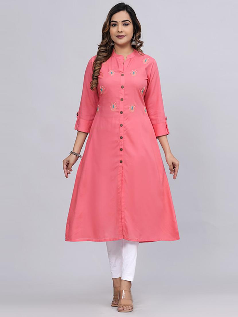 women three quarter sleeve solid straight kurta - 21232016 - Zoom Image - 0