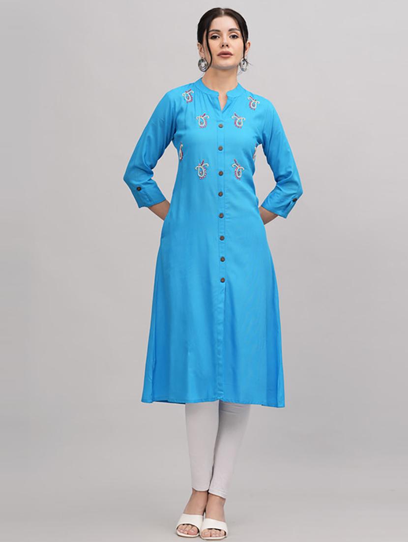 women three quarter sleeve printed straight kurta - 21232017 - Zoom Image - 0