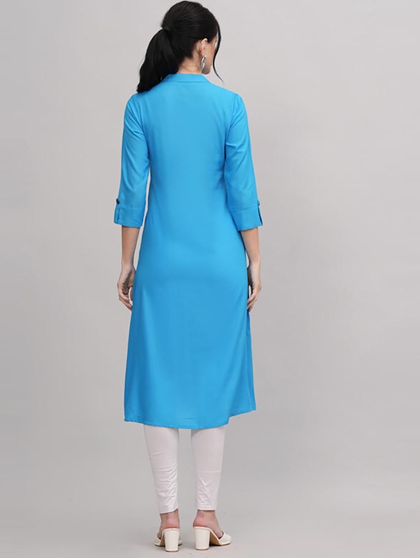 women three quarter sleeve printed straight kurta - 21232017 - Standard Image - 3