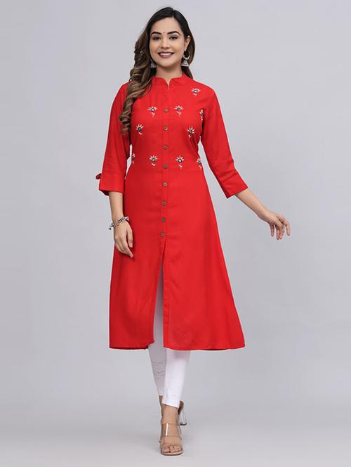 women three quarter sleeve printed straight kurta - 21232018 -  Standard Image - 0