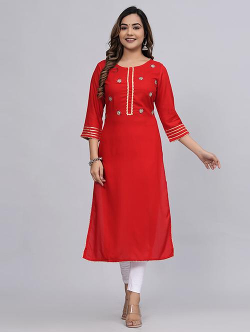 women three quarter sleeve printed straight kurta - 21232020 - Standard Image - 0