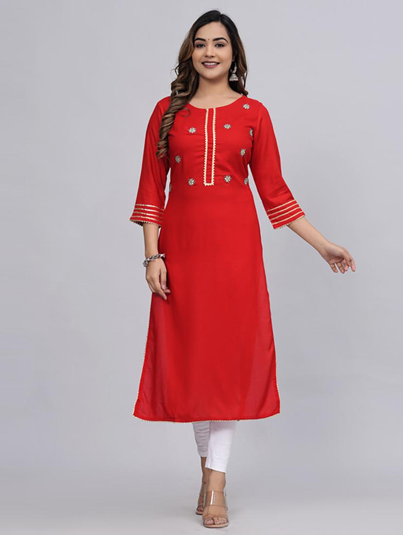 women three quarter sleeve printed straight kurta - 21232020 - Zoom Image - 0