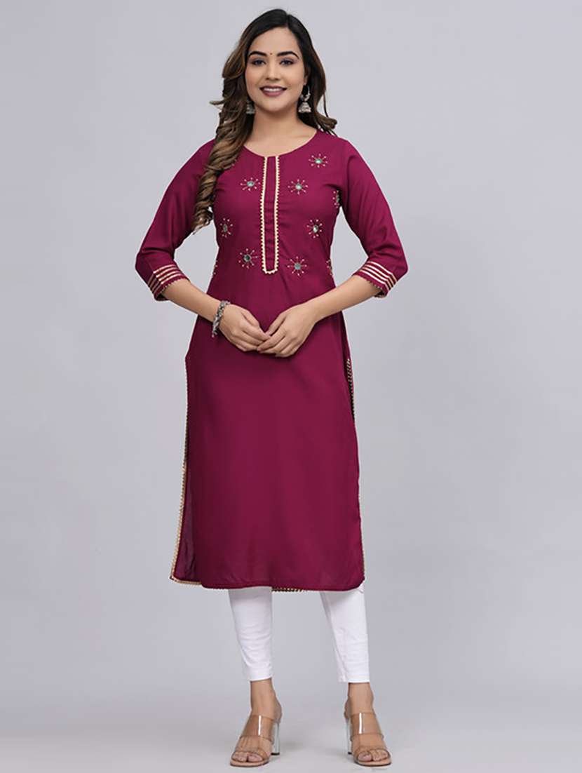 women three quarter sleeve printed straight kurta - 21232024 -  Zoom Image - 0