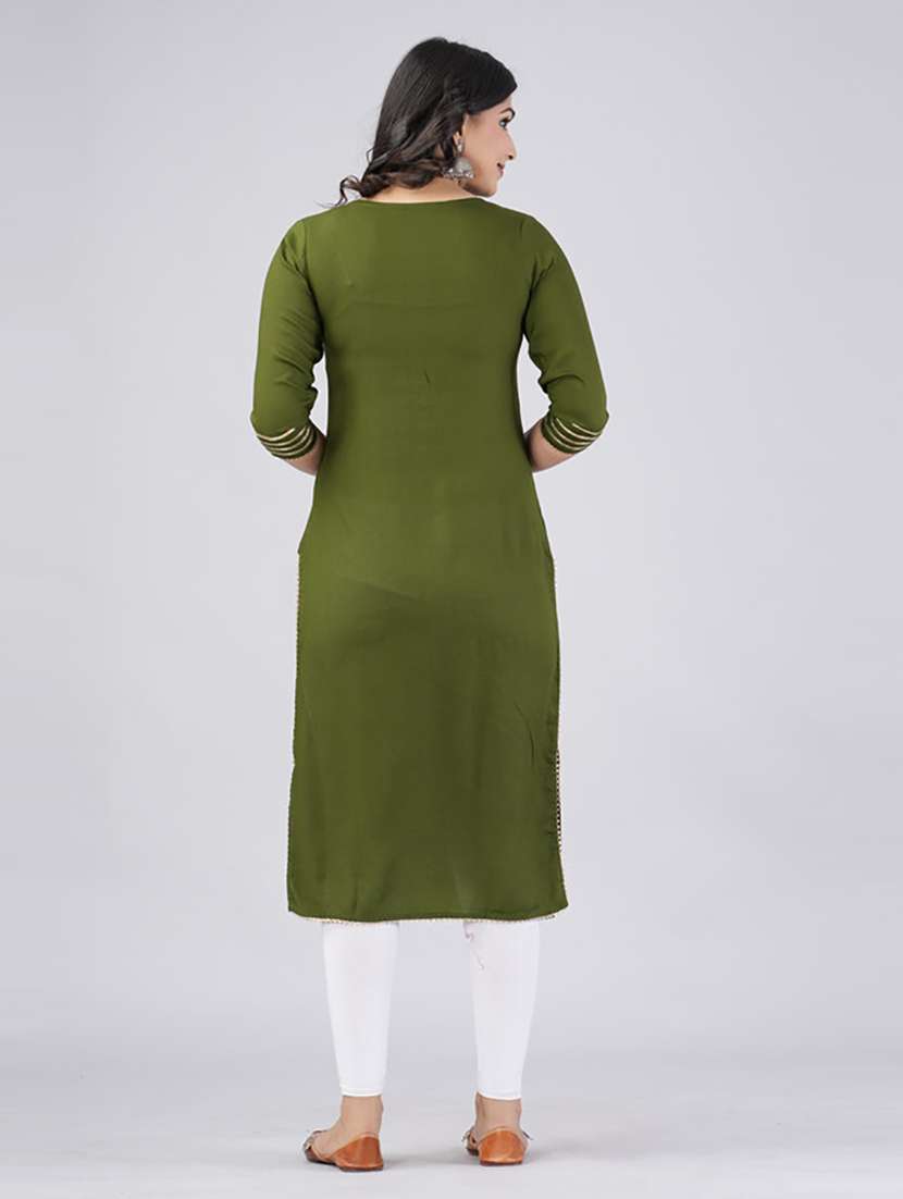women three quarter sleeve straight kurta - 21232043 - Standard Image - 3