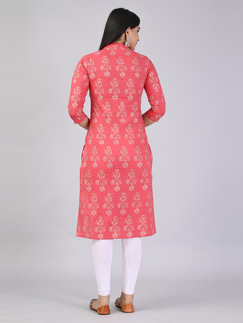women three quarter sleeve printed straight kurta - 21232049 - Standard Image - 3