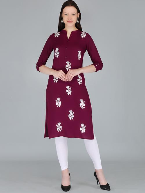 women three quarter sleeve straight kurta - 21232077 - Standard Image - 0