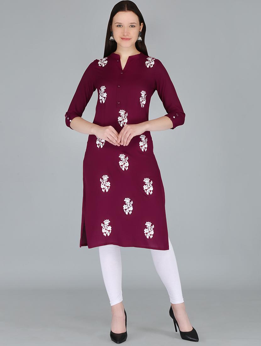 women three quarter sleeve straight kurta