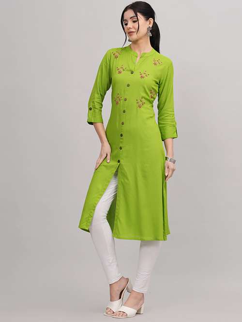 women three quarter sleeve a-line kurta - 21232079 - Standard Image - 0
