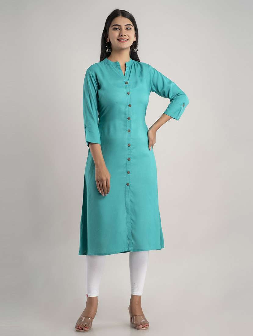 women three quarter sleeve a-line kurta