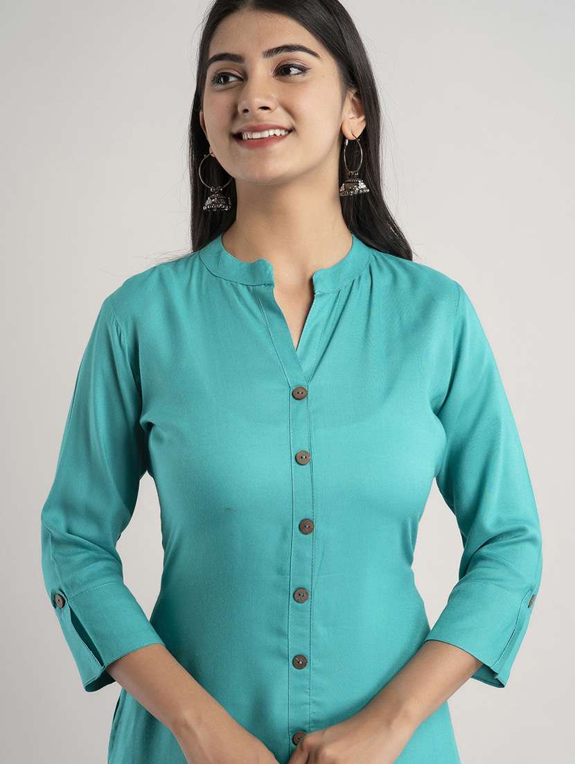 women three quarter sleeve a-line kurta - 21232080 - Standard Image - 3