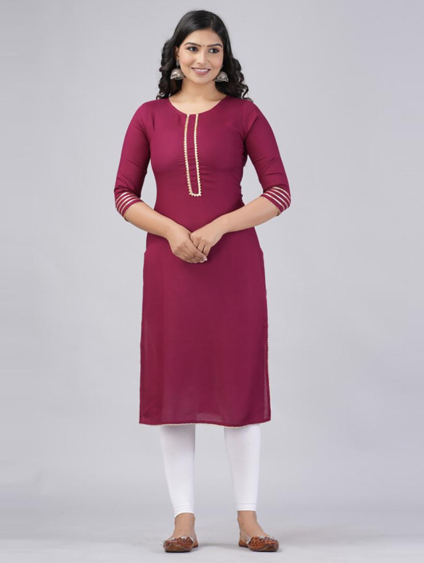 women three quarter sleeve straight kurta