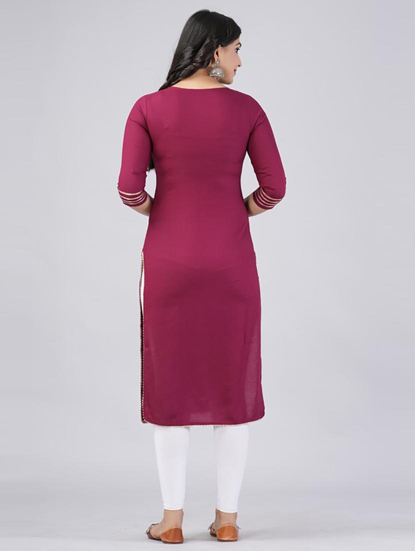 women three quarter sleeve straight kurta - 21232083 - Standard Image - 3