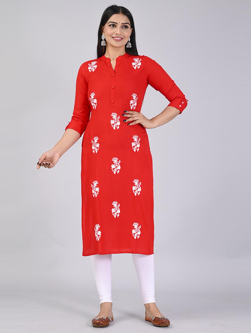 women three quarter sleeve straight kurta