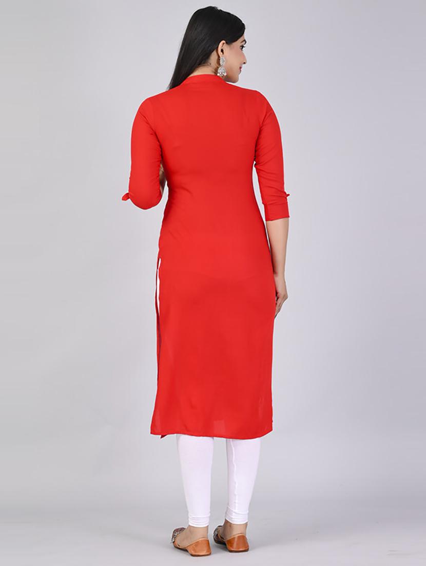 women three quarter sleeve straight kurta - 21232085 - Standard Image - 3