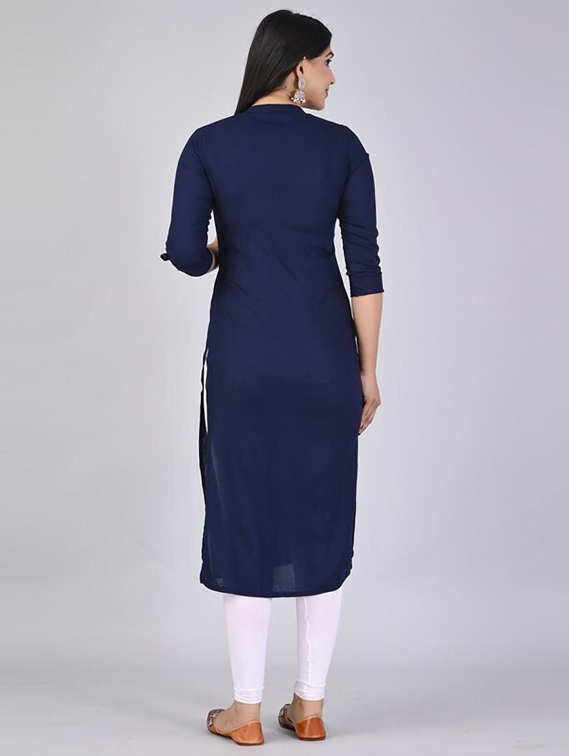 women three quarter sleeve straight kurta - 21232086 - Standard Image - 3