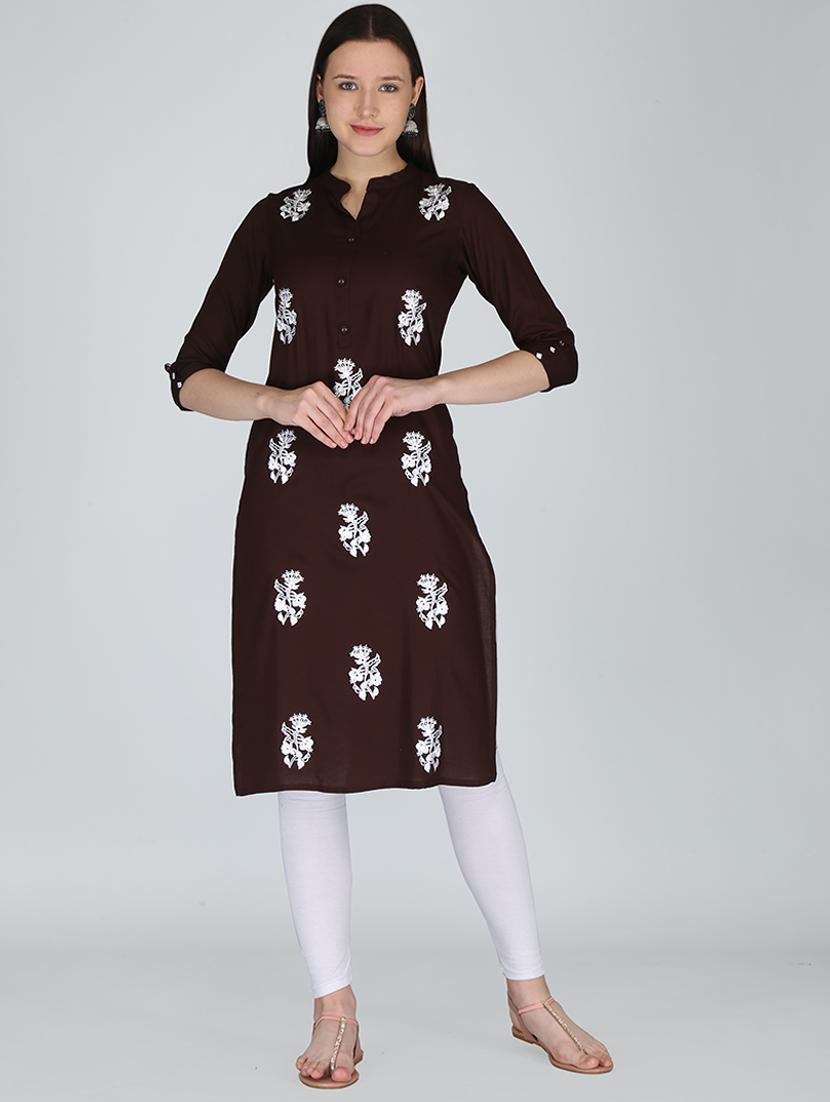 women three quarter sleeve straight kurta