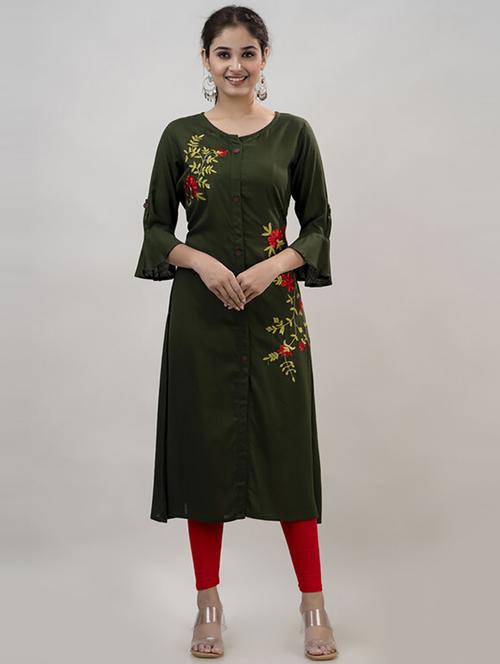 women bell sleeve slide slit kurta - 21232101 -  Standard Image - 0
