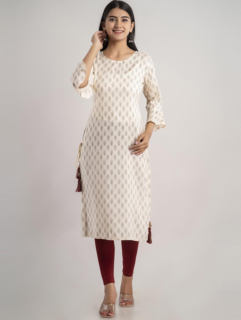women bell sleeve straight kurta - 21232103 - Zoom Image - 0
