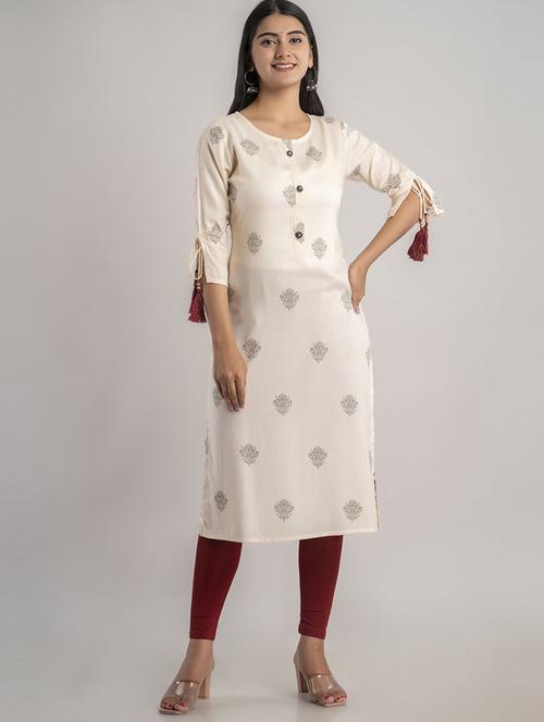 women three quarter sleeve straight kurta - 21232105 -  Standard Image - 0