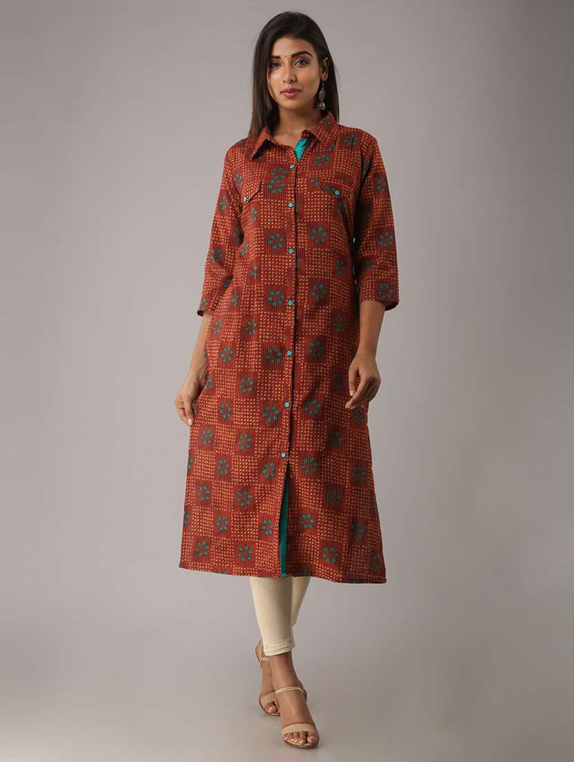 women three quarter sleeve straight kurta