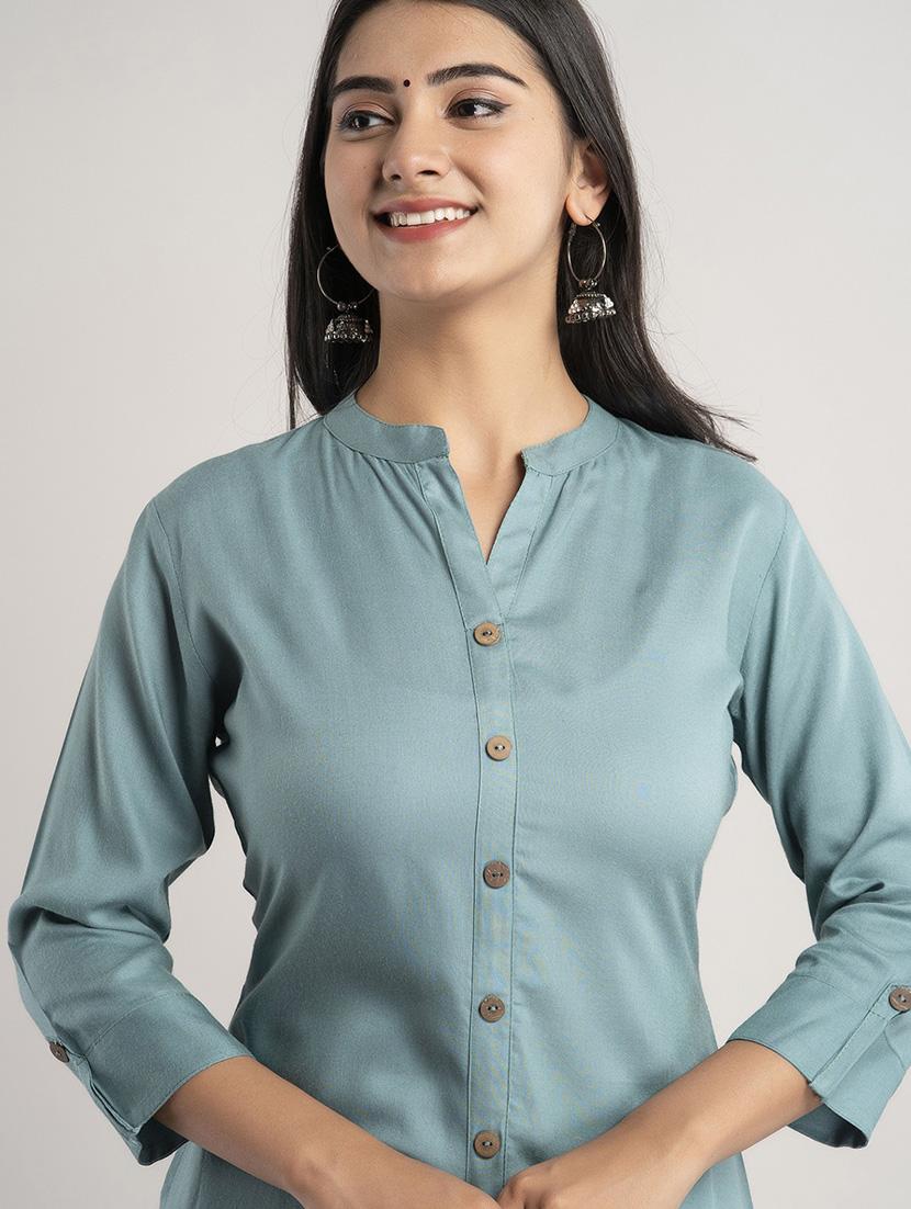 women three quarter sleeve a-line kurta - 21232117 - Standard Image - 3