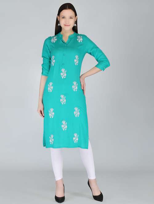 women three quarter sleeve straight kurta - 21232118 - Standard Image - 0