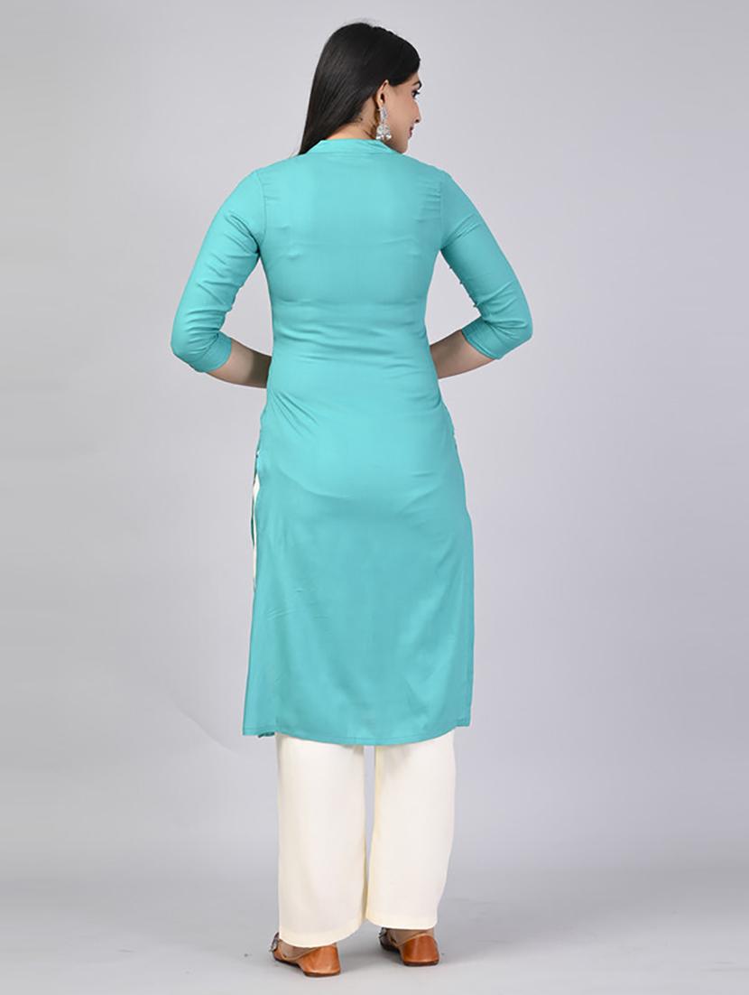 light blue embroidered kurta palazzo set - 21232144 - Standard Image - 3