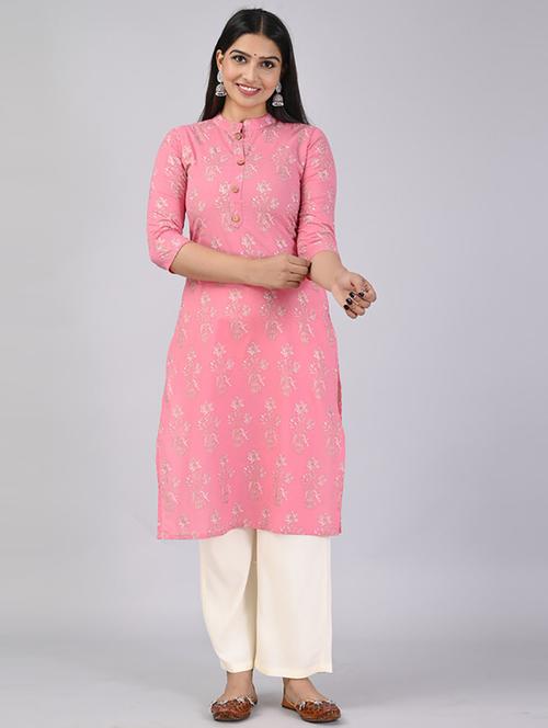 pink printed kurta palazzo set  - 21232145 -  Standard Image - 0