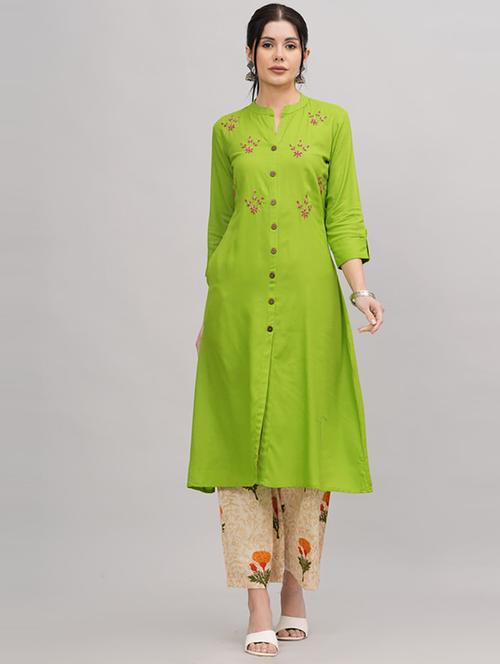 women mandarin neck kurta palazzo set  - 21232154 -  Standard Image - 0