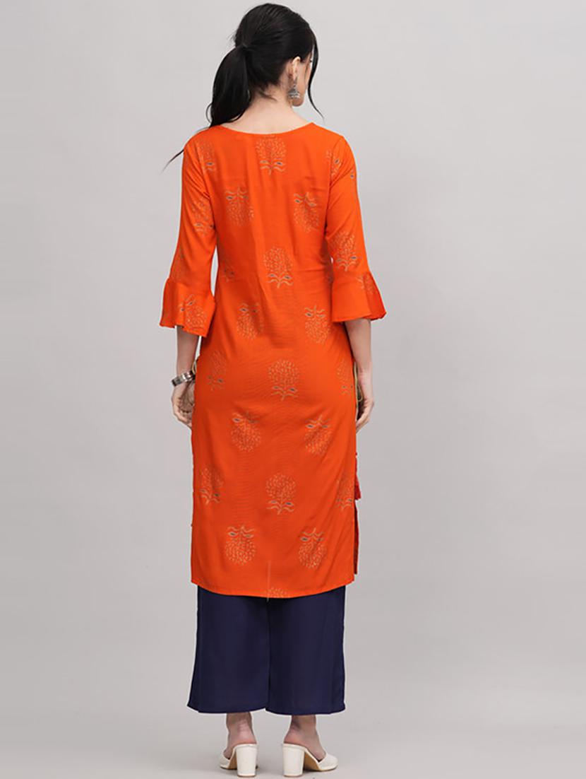 women round neck kurta palazzo set - 21232161 - Standard Image - 3