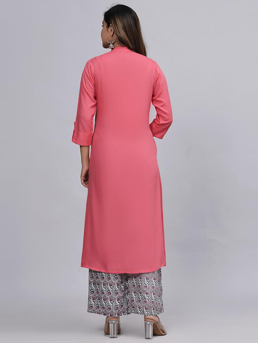 pink embellished kurta palazzo set - 21232170 - Standard Image - 3