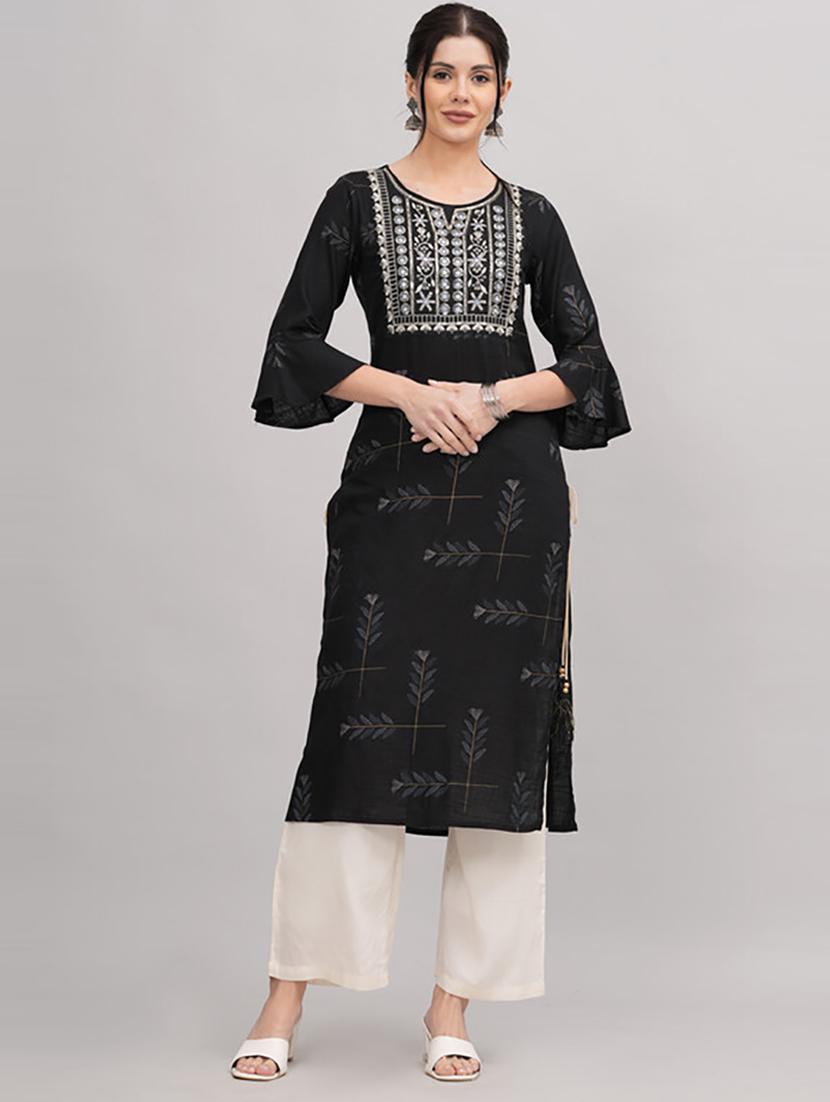 black viscose kurta palazzo  set